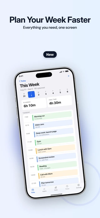 Slide 1 of Starter: Plan Your Week Faster — Everything you need, one screen