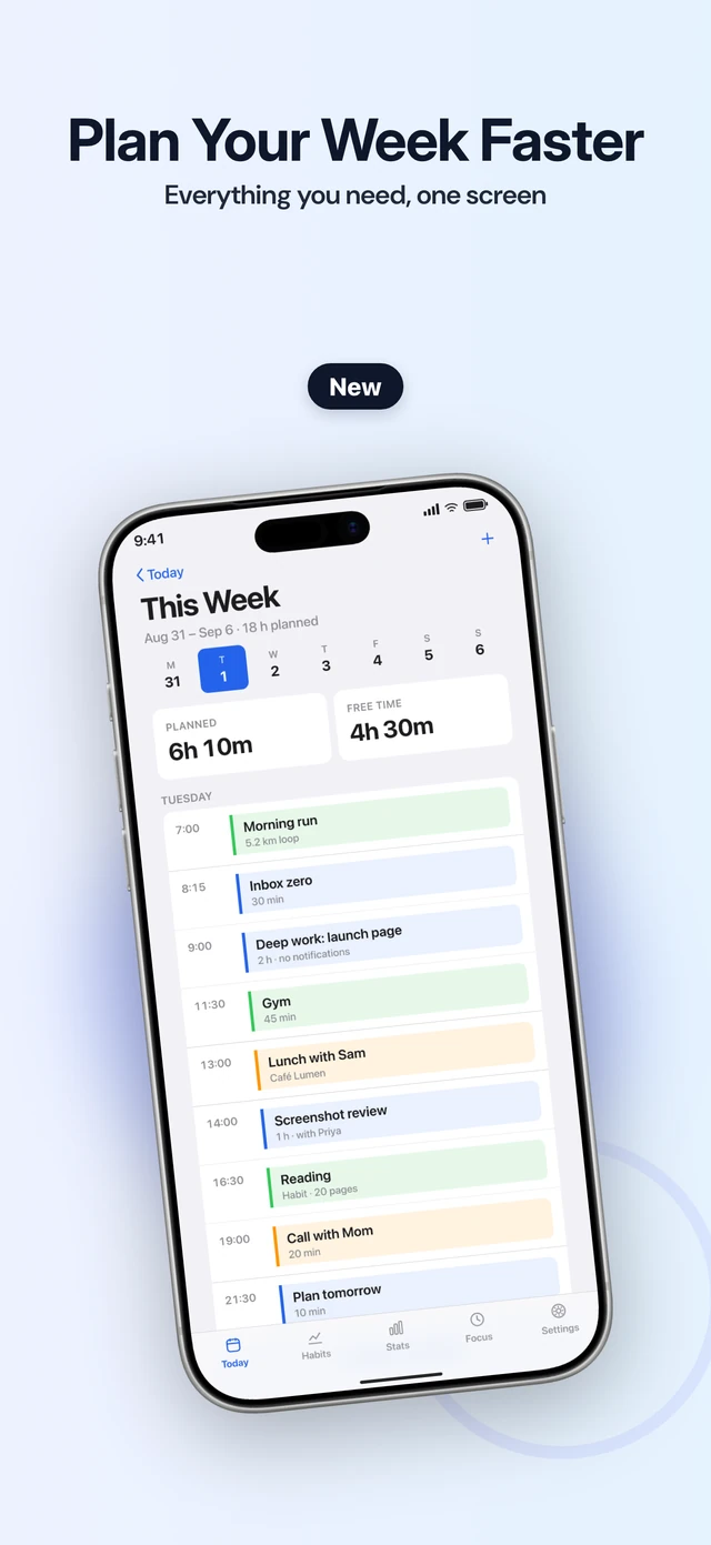 Starter template: Plan Your Week Faster — Everything you need, one screen
