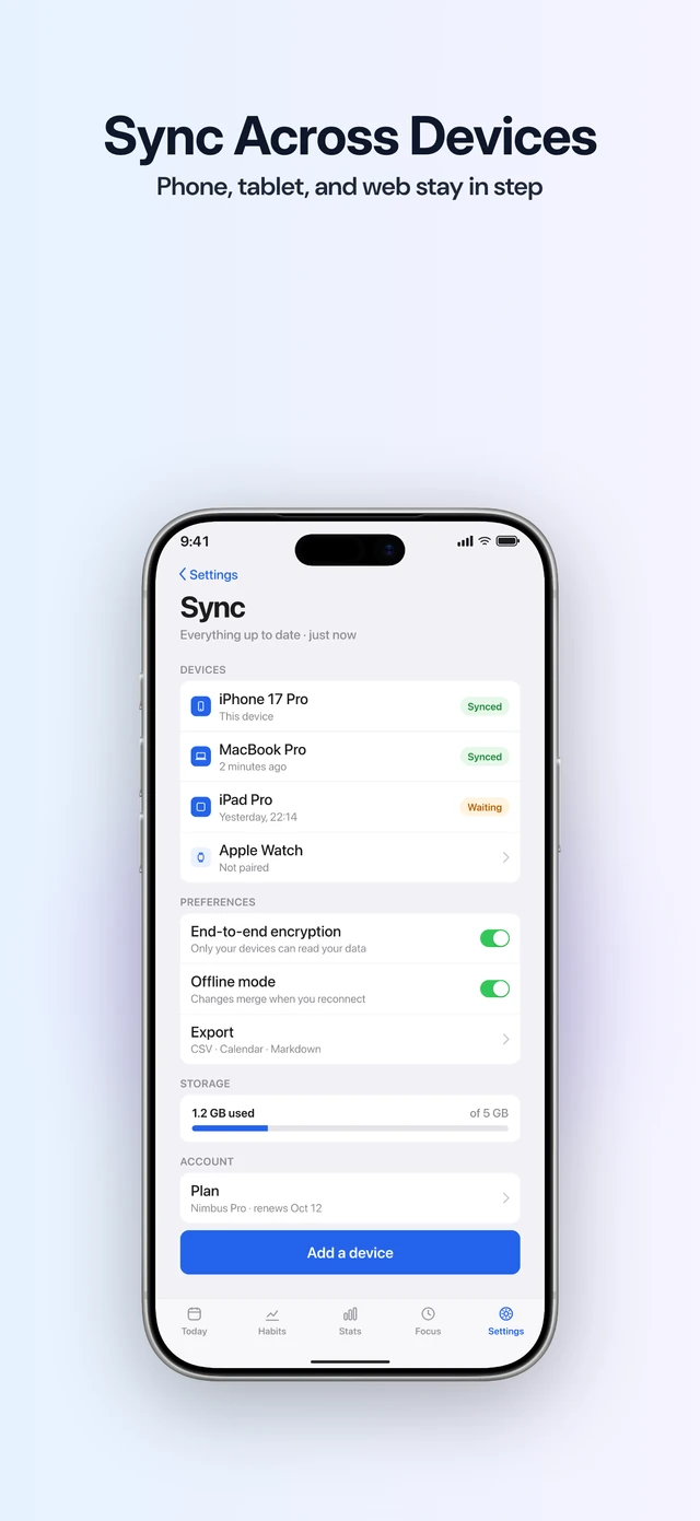 Starter template: Sync Across Devices — Phone, tablet, and web stay in step