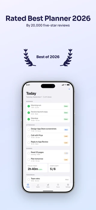 Slide 4 of the Hero Intro pack: Rated Best Planner 2026 — By 20,000 five-star reviews